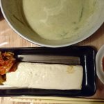 夜ご飯に湯葉と野菜スープ+昼間飲んだソイラテ。